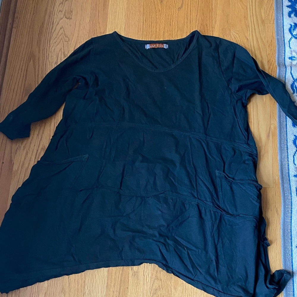 Blue Fish Black Tunic Top